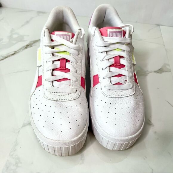 PUMA Cali Wedge White Leather Lifestyle Sneakers - Picture 11 of 16